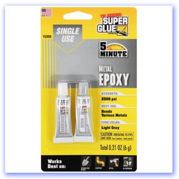 Super Glue 5 Minute Quick Setting Single Use Metal Epoxy (0.21oz, 6g) (RB430165)