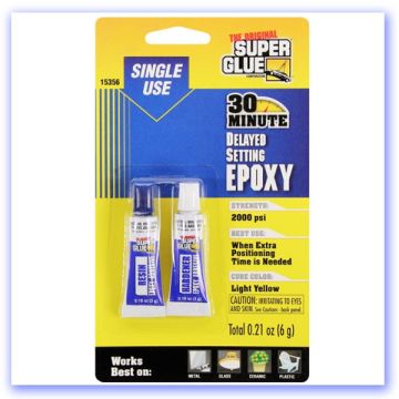 Original Super Glue 30 Minute Super Strength Delayed Setting Single Use Epoxy (0.21oz, 6g) (RB430168)