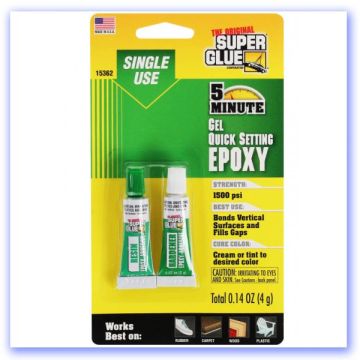 Original Super Glue 5 Minute Quick Setting Single Use Epoxy Gel (0.14oz, 4g) (RB430171)